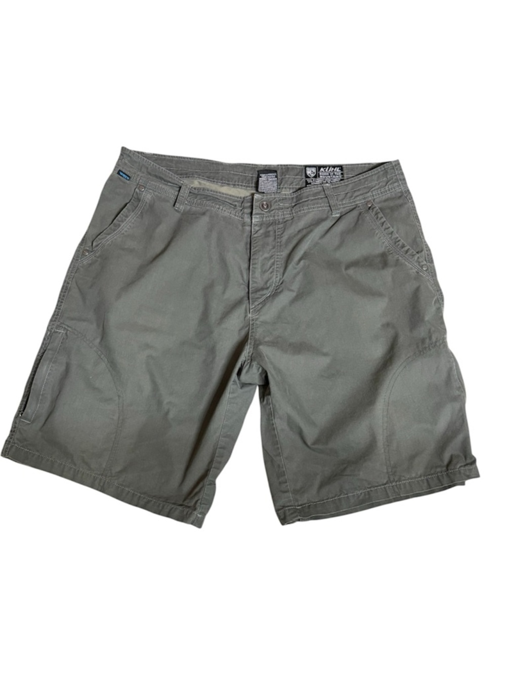 Kuhl Ramblr Men’s Shorts Gorpcore 12”Inseam Vintage Patina Dye Green/Gray 38